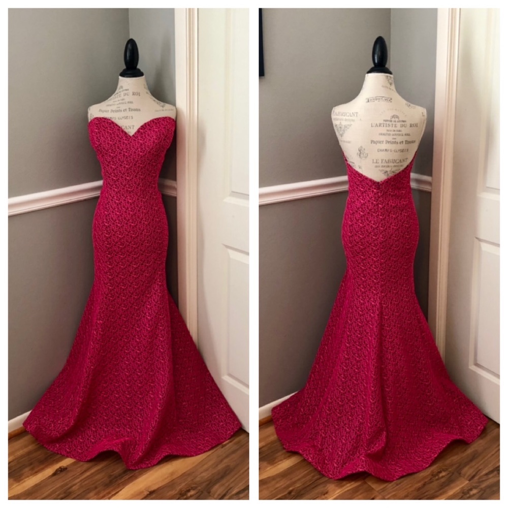 NEW BLUSH SZ 18W FUCHSIA SHIMMER FORMAL EVENING GOWN